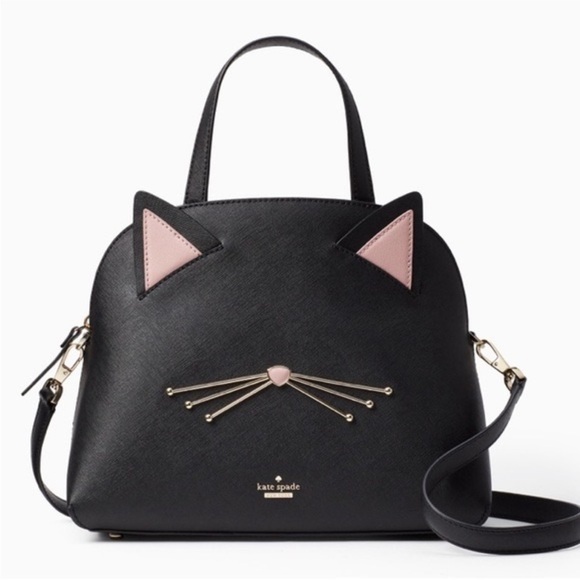 kate spade Handbags - NWOT Kate Spade Cat’s Meow Cat Lottie Crossbody Handbag Black Saffiano Leather
